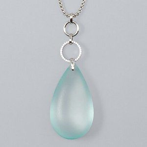 WHBM PAVED CIRCLE Teardrop LARGE Pendant Necklace UNIQUE AND BEAUTIFUL!